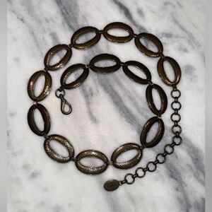Vintage Y2K Fossil Women’s Belt Bronze Toned Hammered Metal Oval Links M/L